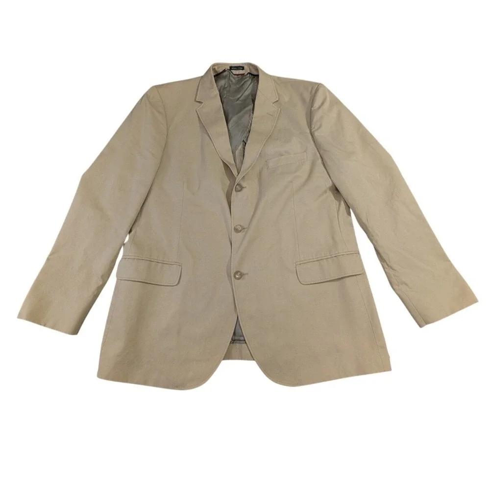Vintage J Crew Blazer Sport Coat Jacket Mens‎ 46R Tan Cotton Business Casual